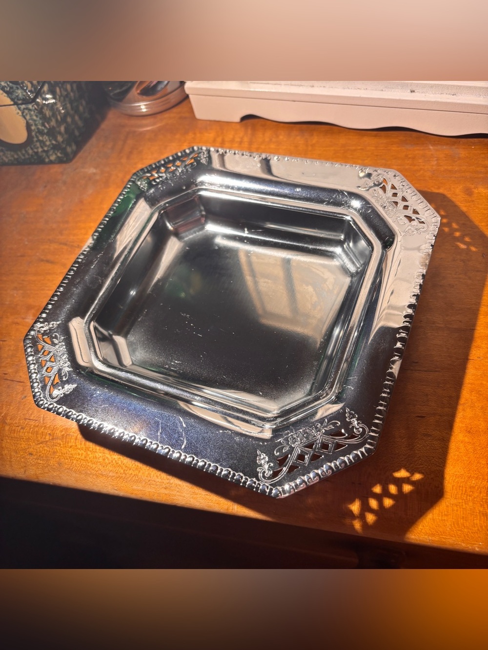 Vintage Farber Bros 7” Ashtray - Sterling Silver Octagonal Tray